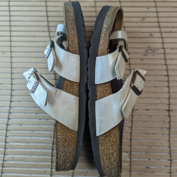 Birkenstock Women's "Mayari" Size  US 6 Graceful Pearl White leather Birko-Flor - Picture 5 of 6